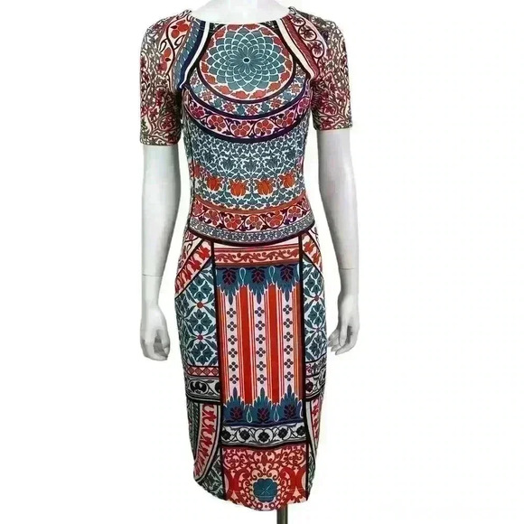 Pankaj & Nidhi Anthropologie Chanda Column Boho Geometric Bodycon Dress Size S - Picture 11 of 11